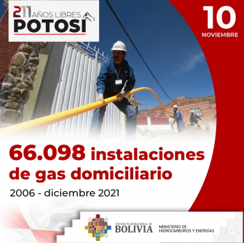 YPFB beneficia a 66.098 hogares potosinos con conexiones de gas domiciliario